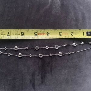 Silver Station Disc Necklace | Shiny Circle Gems 16”